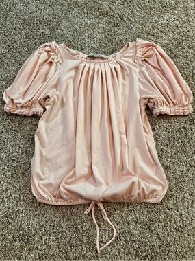 LOFT Soft Blush Pink Gathered Peasant Blouse size Small